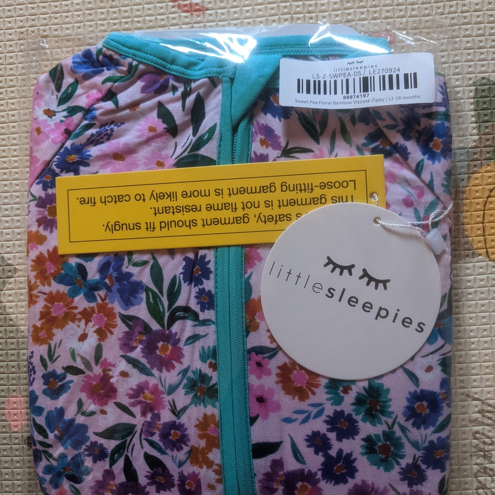 Little Sleepies Floral Baby Romper with Turquoise Trim